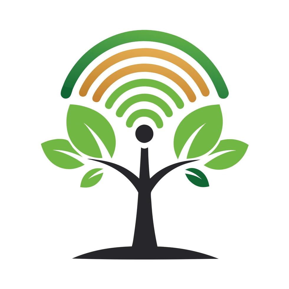 Sleek and Modern Wi-Fi Signal Icon with Futuristic Tree Design vector