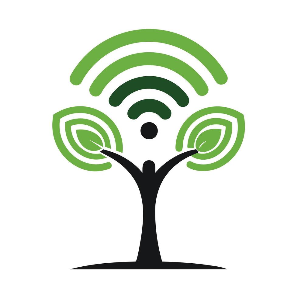 Abstract Wi-Fi Signal Icon with Modern and Innovative Tree Design vector