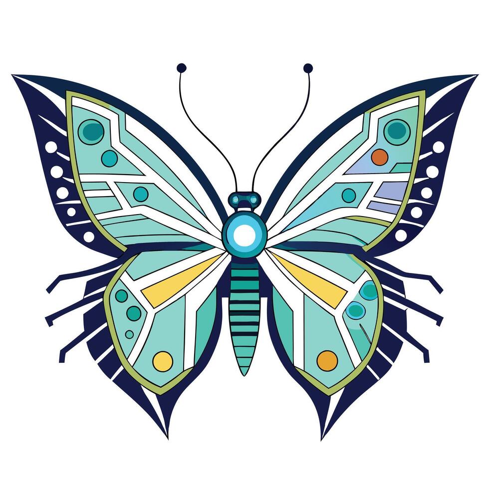 Modern Butterfly Icon with Unique and Creative Circuit Wing Design vector