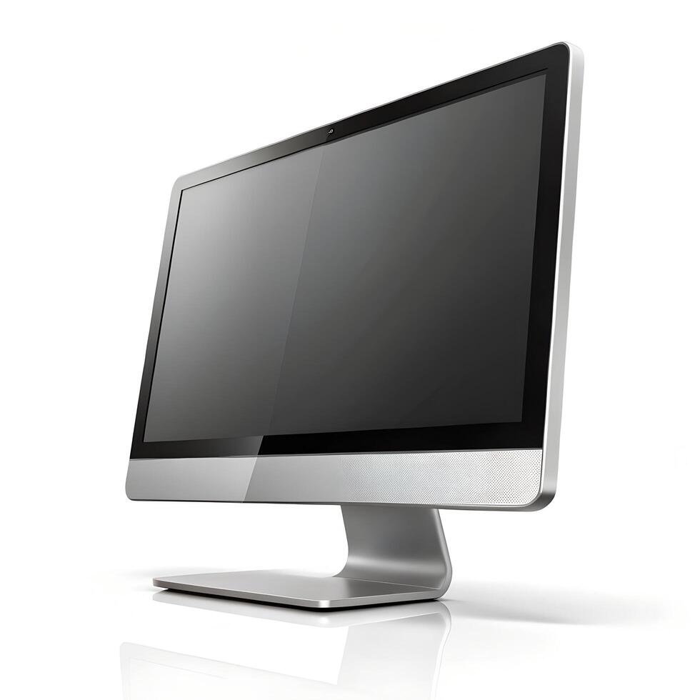 LCD TV monitor and computer screen on white background photo