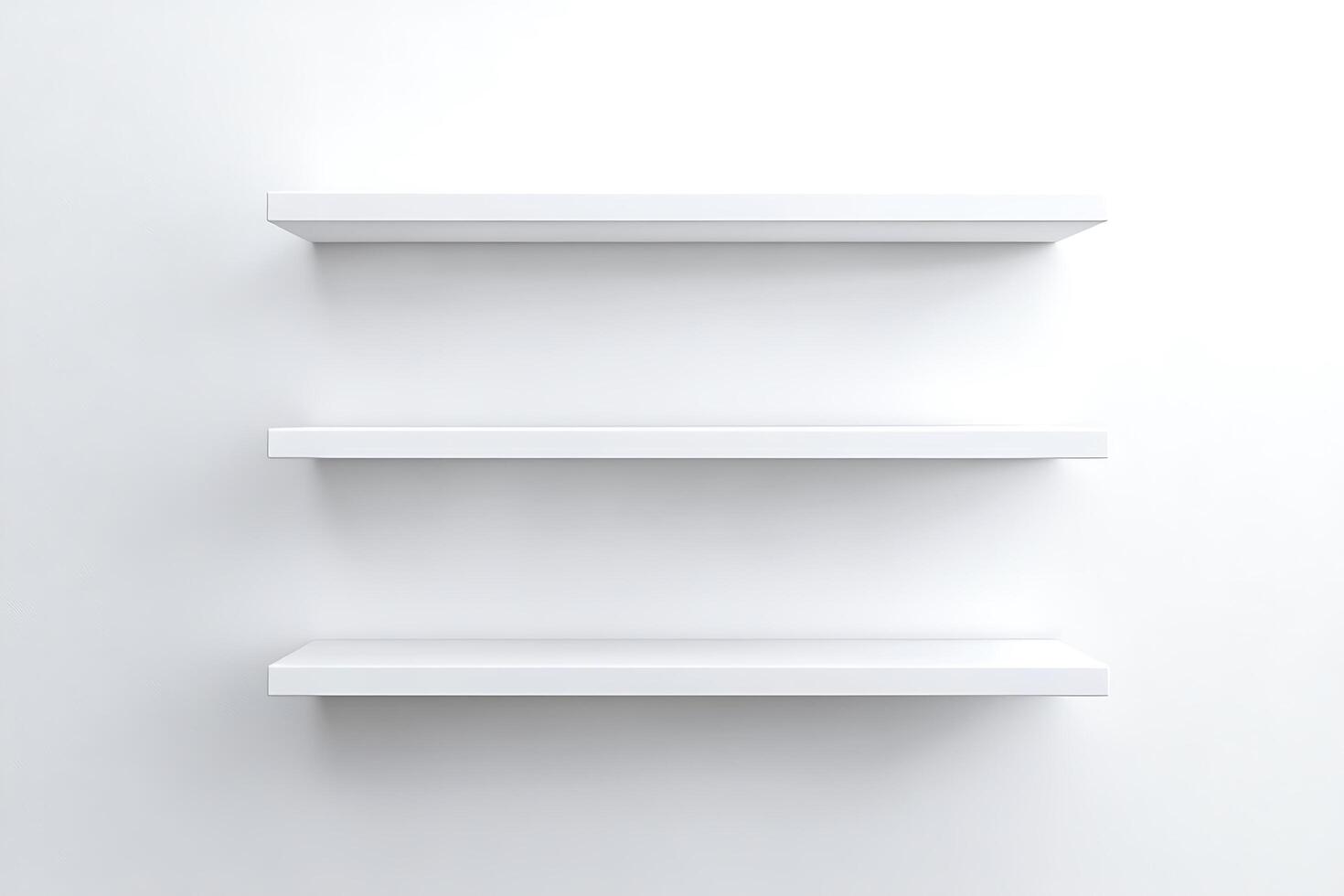 Minimalist White Floating Shelves on Clean Wall photo