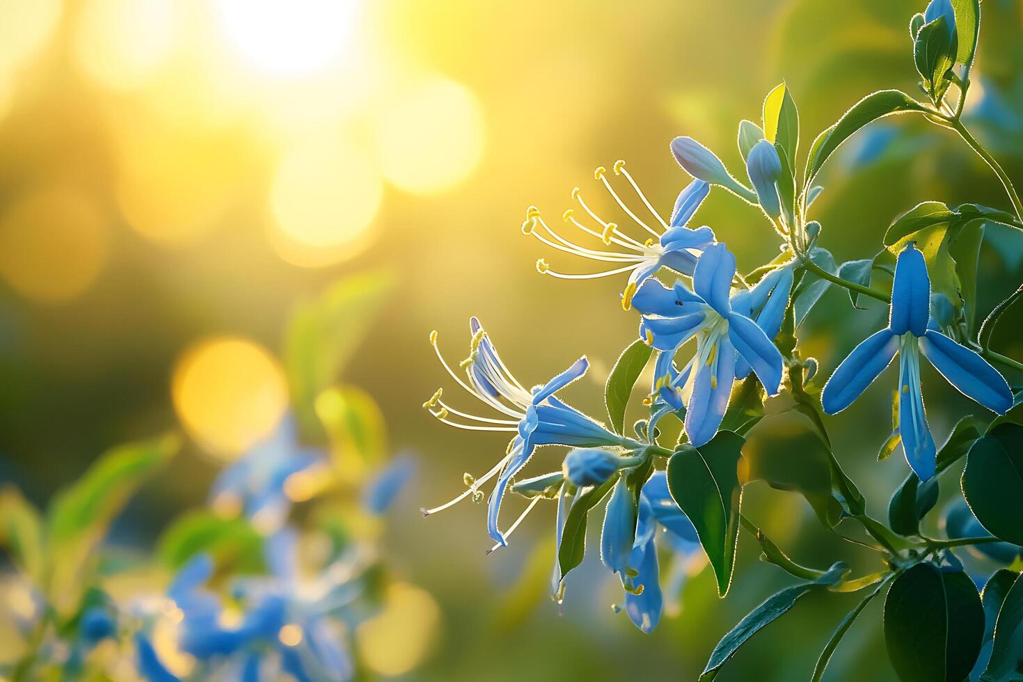 Sunlit Blue Flowers in Bloom photo