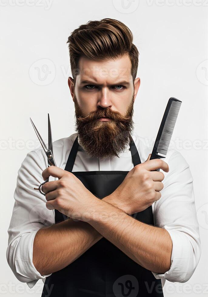 A man with a beard and scissors photo