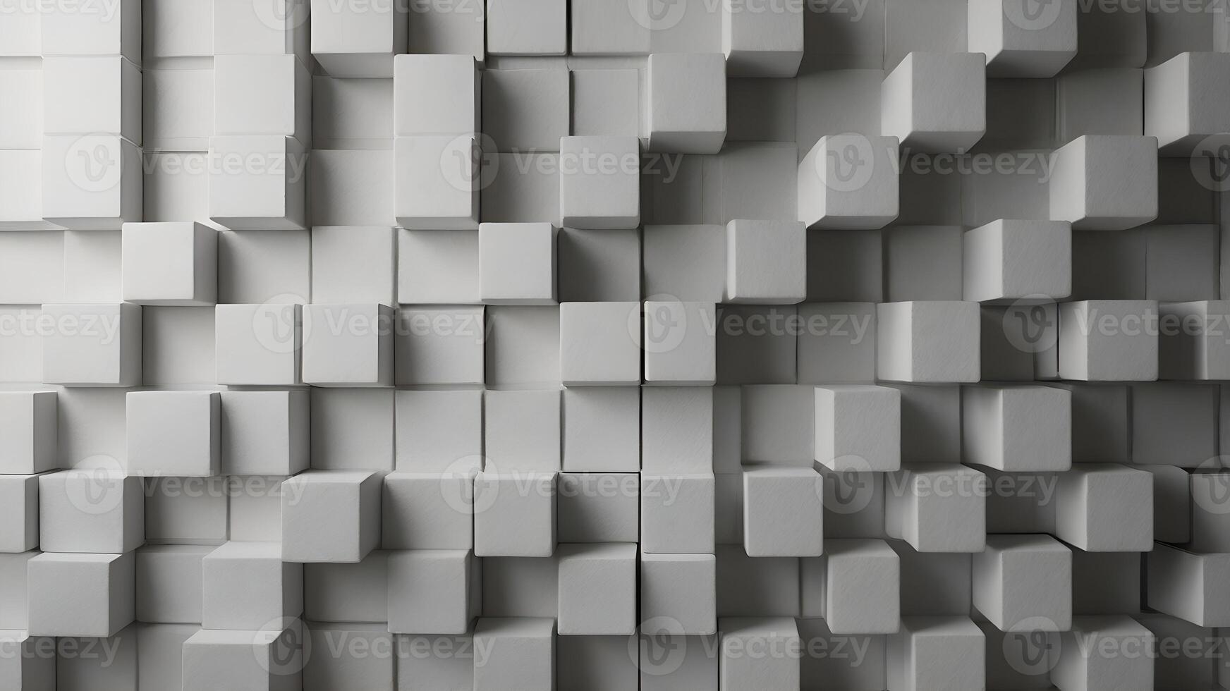3d rendering of a white wall with cubes photo