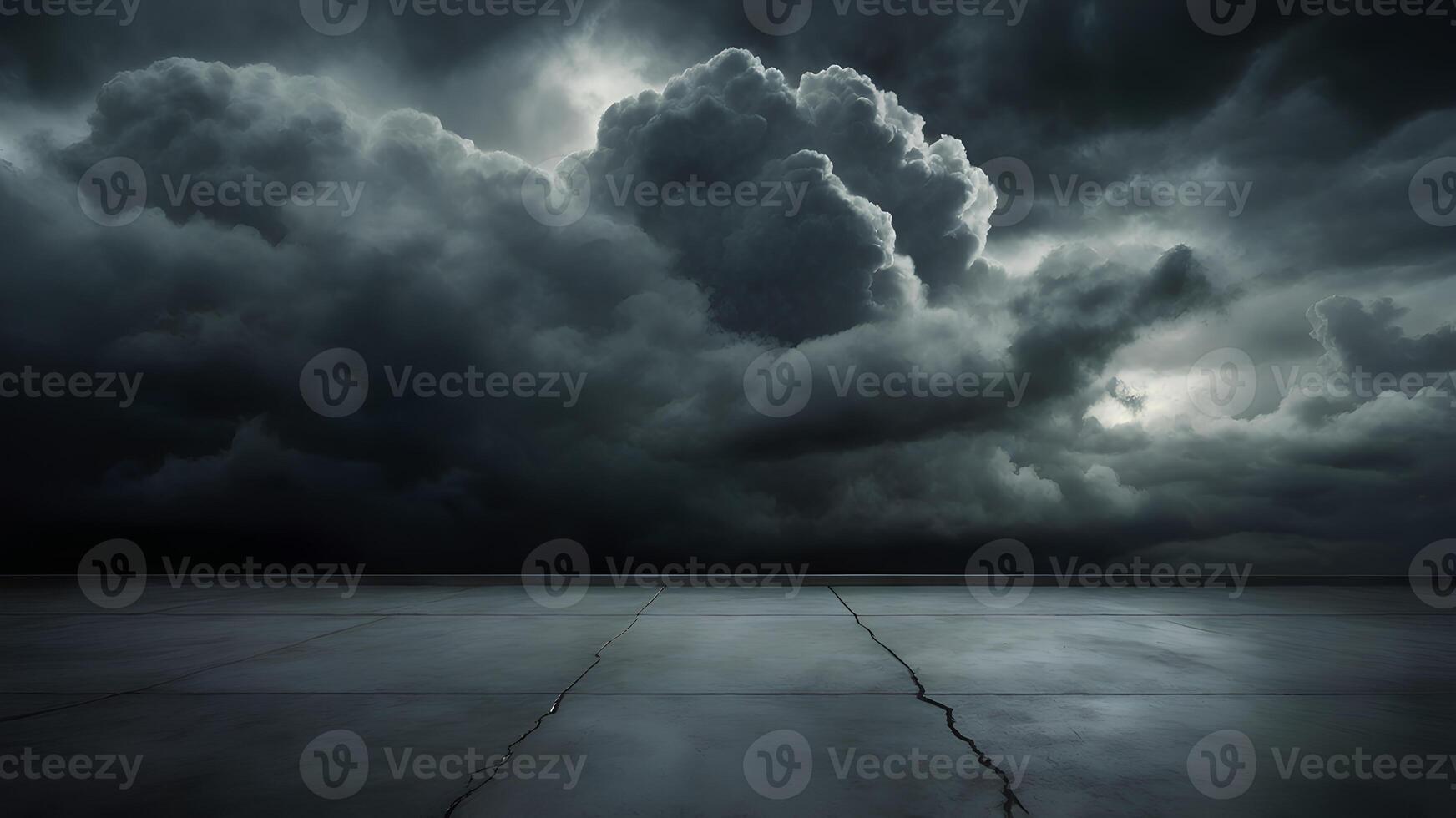 Dark Storm Clouds Over Pavement Capturing Intense Weather Drama 3 photo