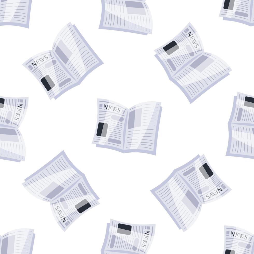 Seamless pattern of open newspapers spread on white background vector
