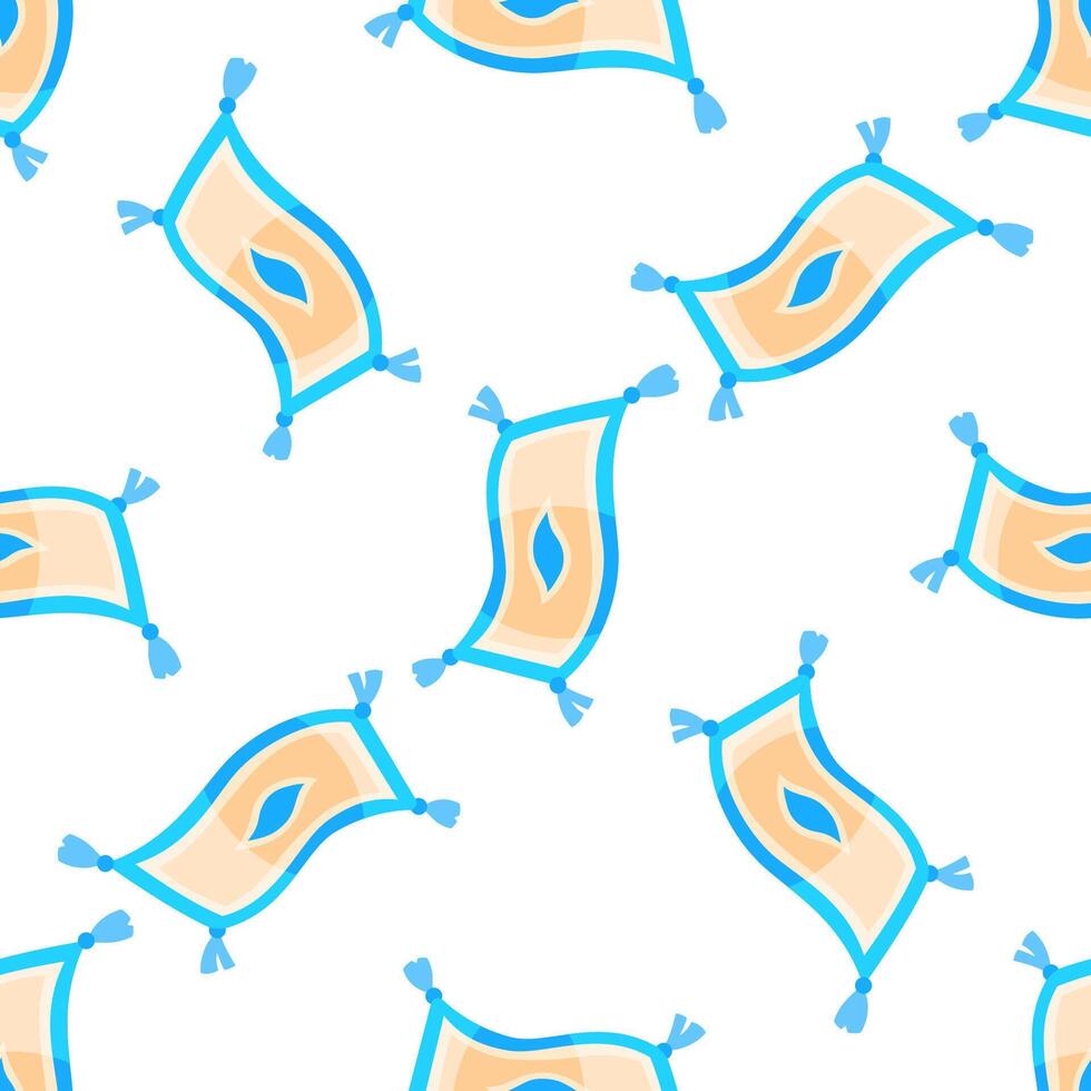 Seamless pattern with magic flying carpets soaring through white background vector