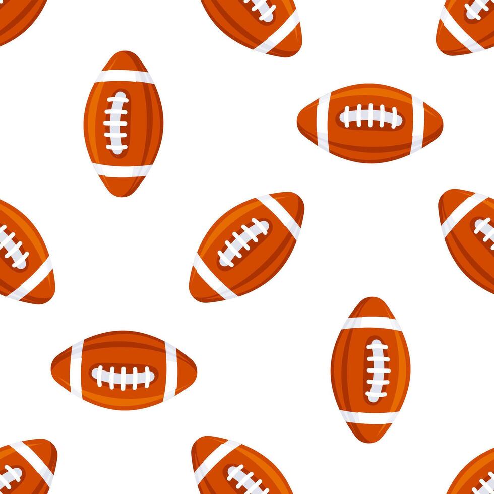 American football balls seamless pattern on white background vector