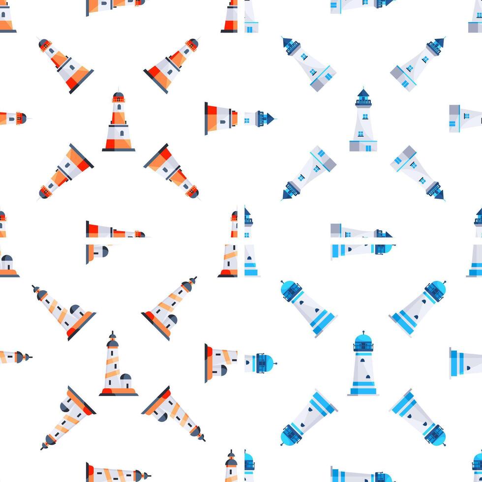 Seamless pattern with lighthouses guiding ships during navigation vector
