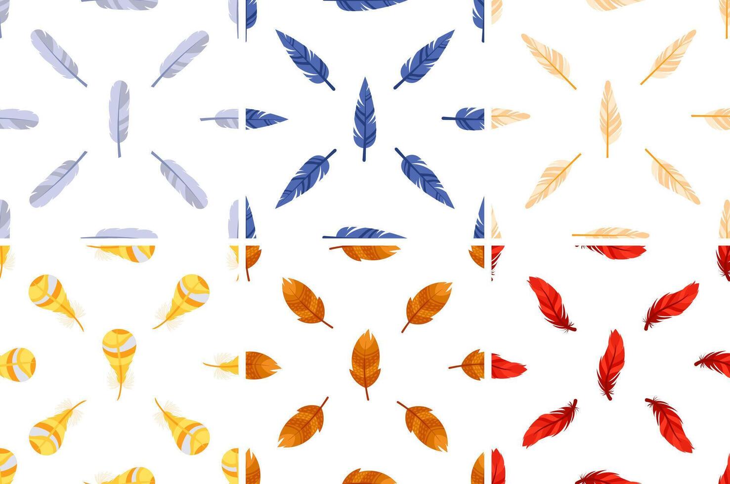Colorful feather patterns creating a vibrant and decorative design vector