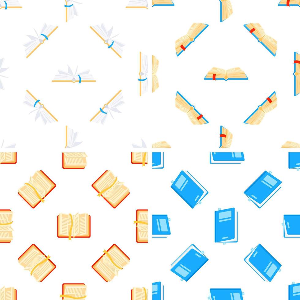 Seamless pattern with open and closed books rotating on white background vector