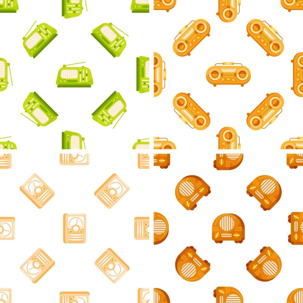 Seamless pattern with vintage radio receivers broadcasting nostalgic melodies vector