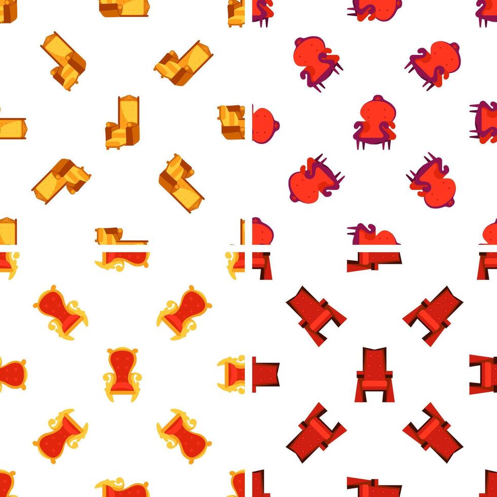 Seamless pattern with majestic golden and red royal thrones, creating an aristocratic ambiance vector