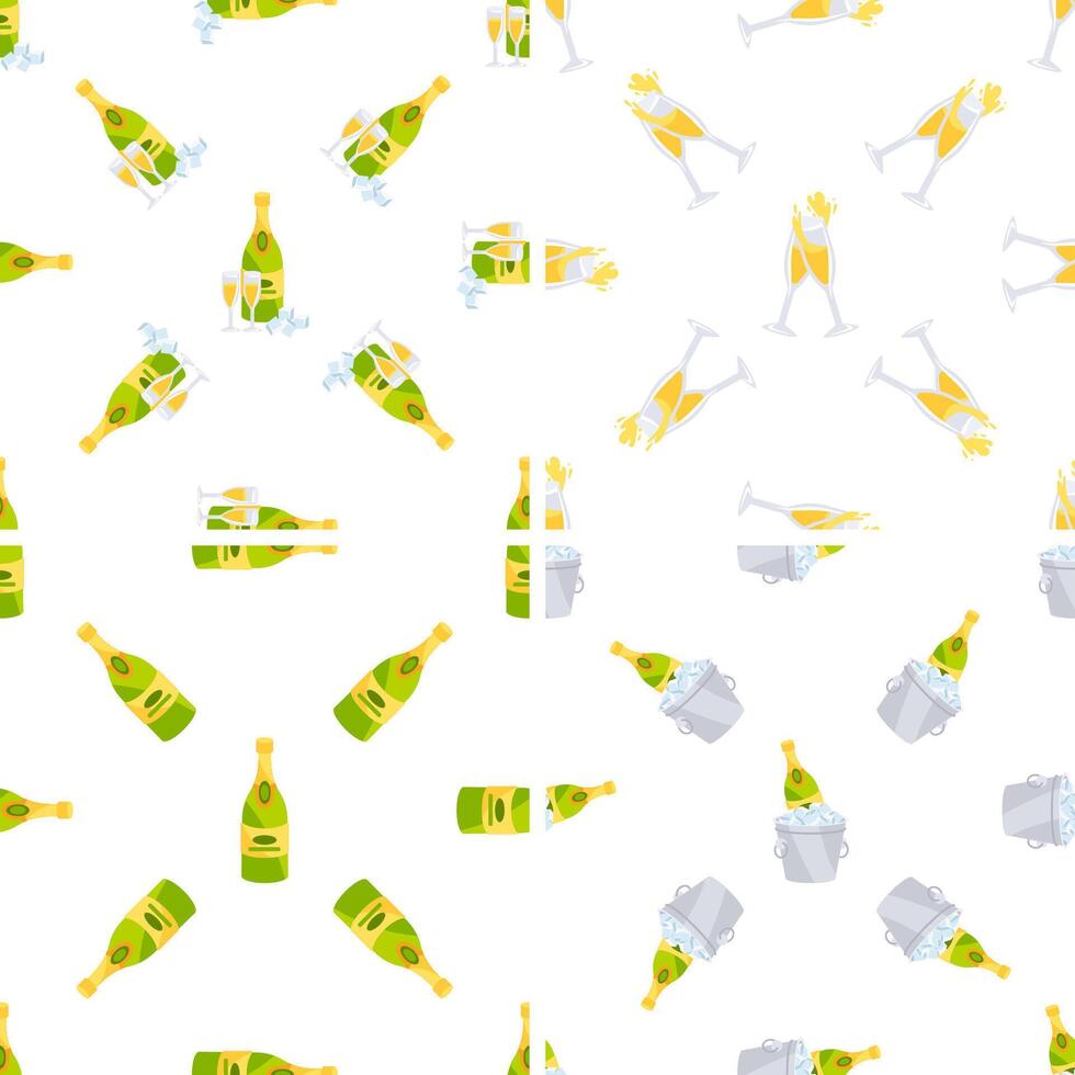 Champagne bottles and glasses seamless pattern celebrating an important event vector