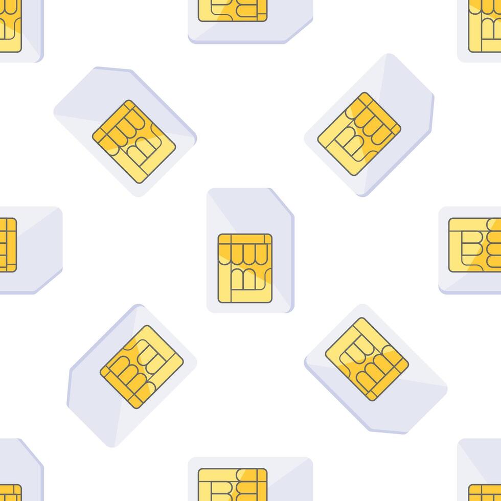 Sim card seamless pattern repeating on white background vector