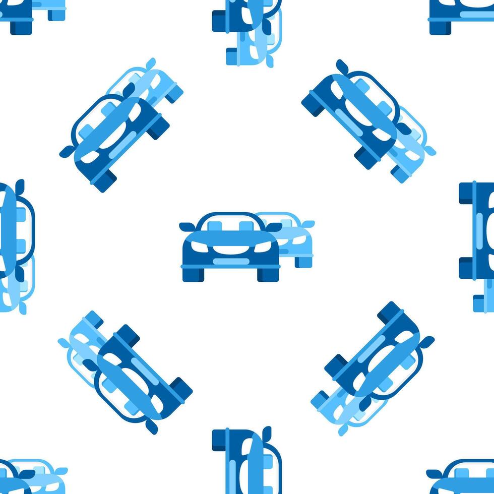 Blue Cars Following Each Other in Traffic Seamless Pattern vector