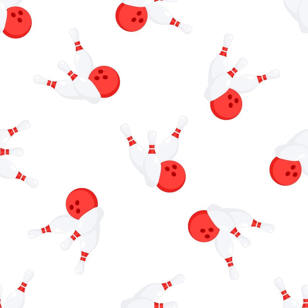 Bowling pins and ball seamless pattern on white background vector