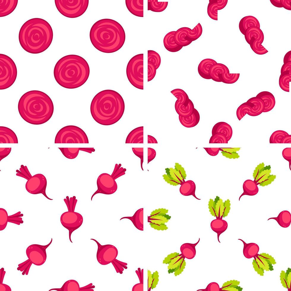 Beetroot Seamless Pattern Showing Sliced and Whole Beet vector
