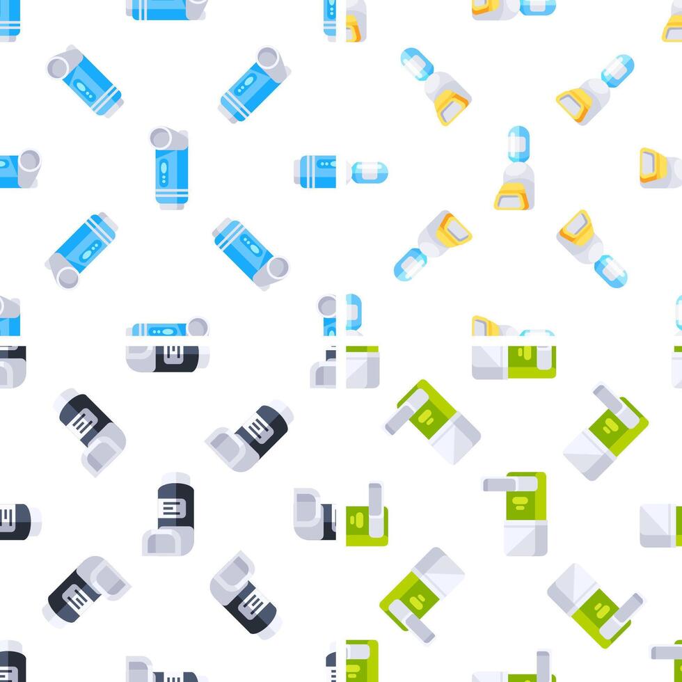 Asthma inhalers and medications creating a seamless pattern for respiratory health awareness vector