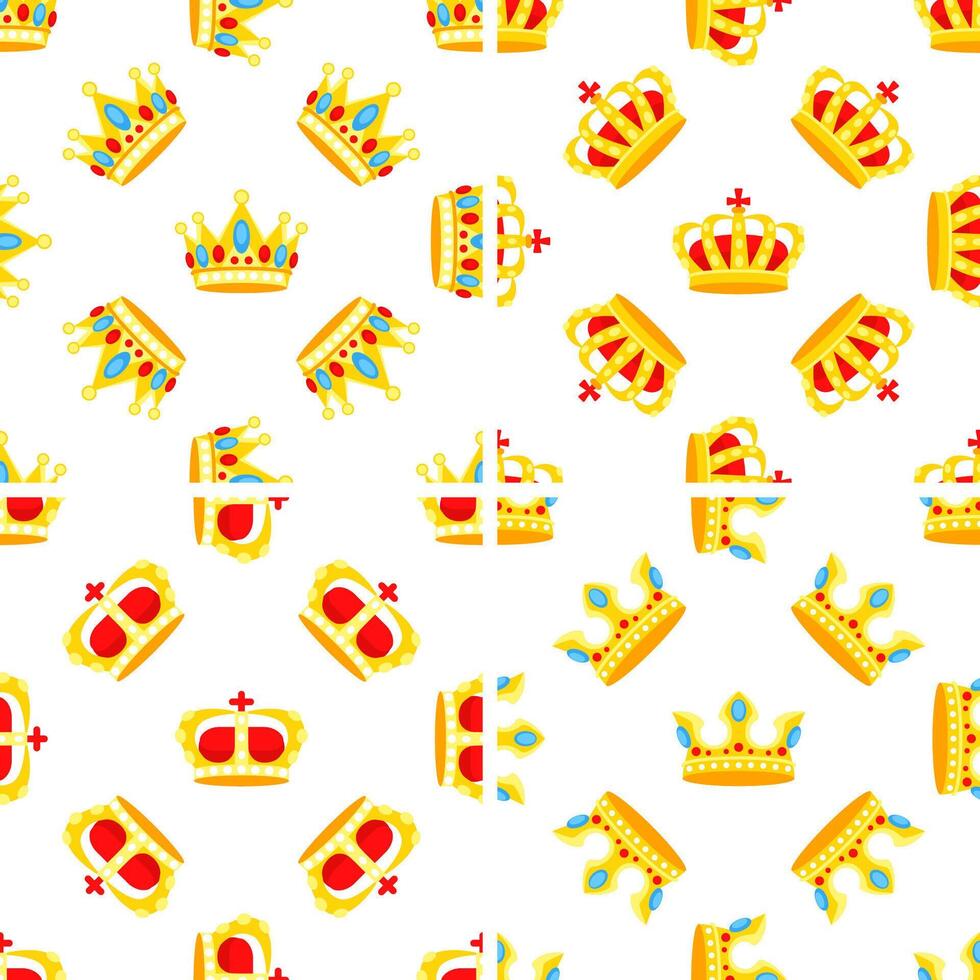 Golden royal crowns seamless pattern showing luxury and wealth vector