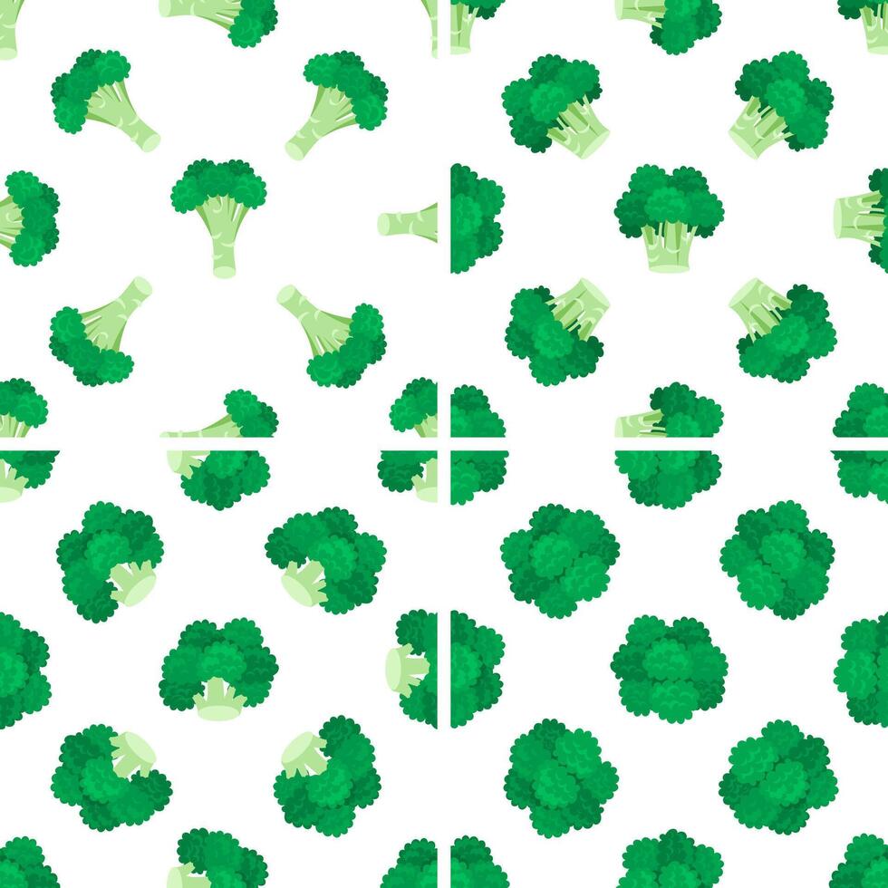 Fresh broccoli florets form a repeating pattern, ideal for healthy food or vegan lifestyle themes vector