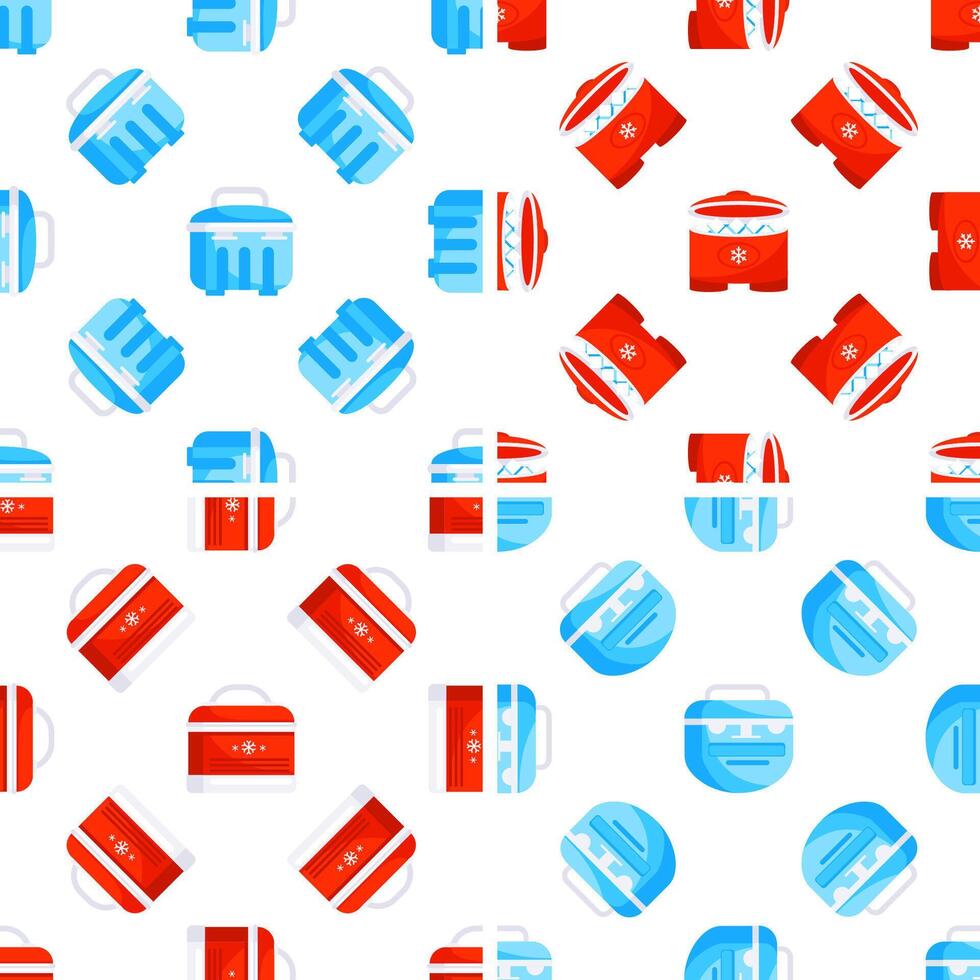 Portable fridge and cooler boxes seamless pattern repeating red and blue on white background vector