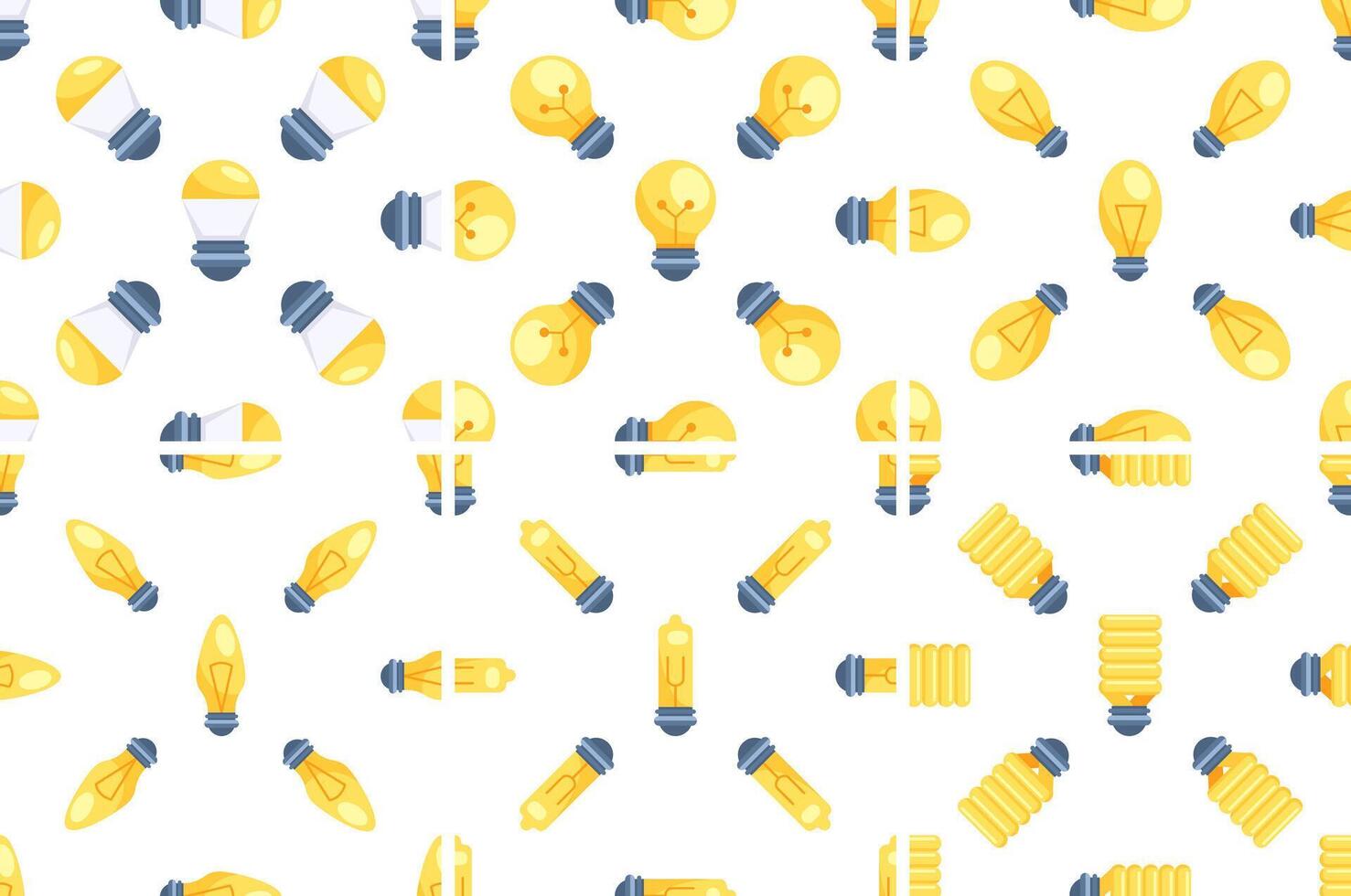 Seamless pattern with different types of light bulbs representing ideas and innovation vector