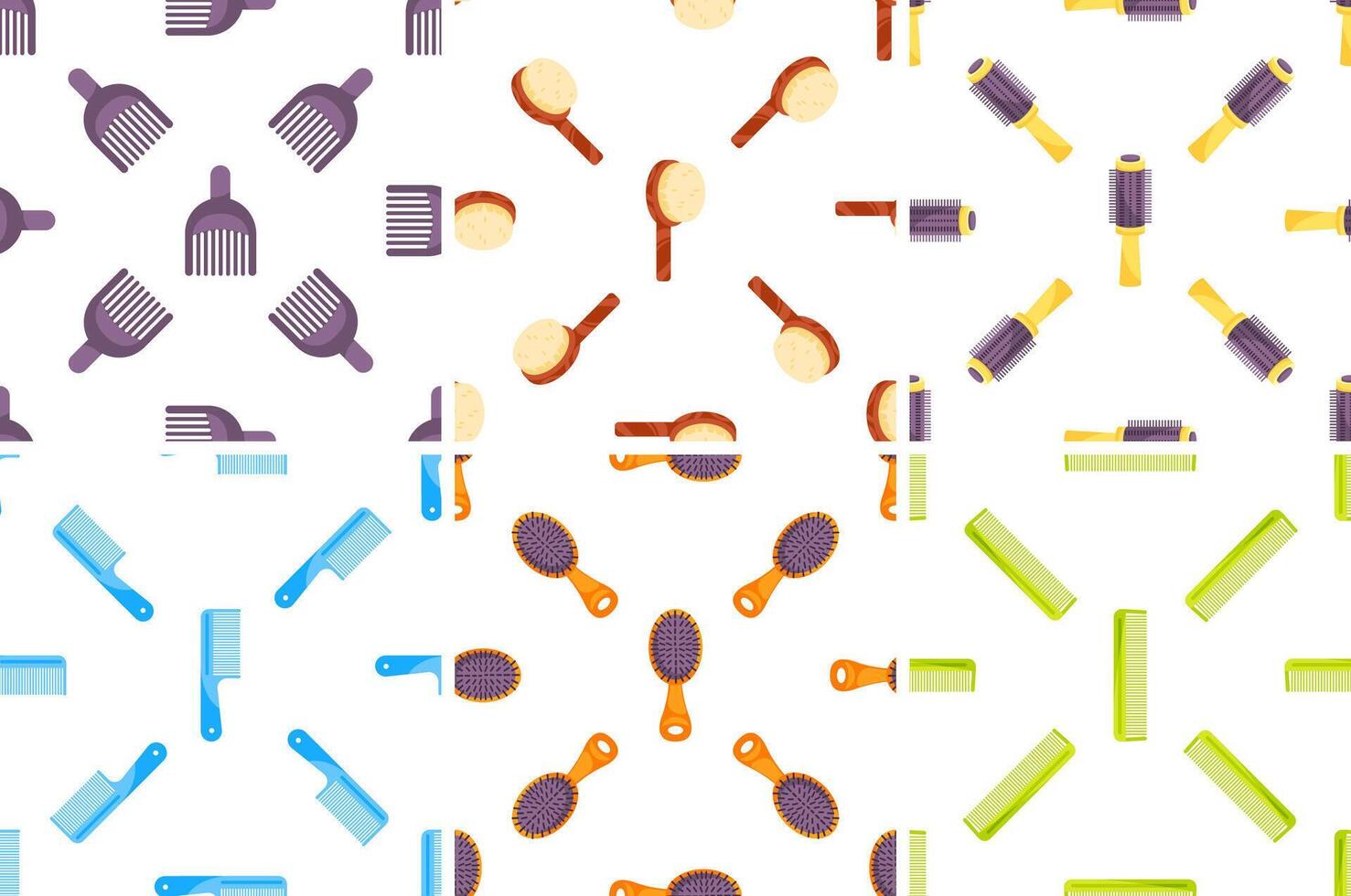Seamless pattern featuring various hair styling tools on a white background, ideal for beauty and hair care projects vector