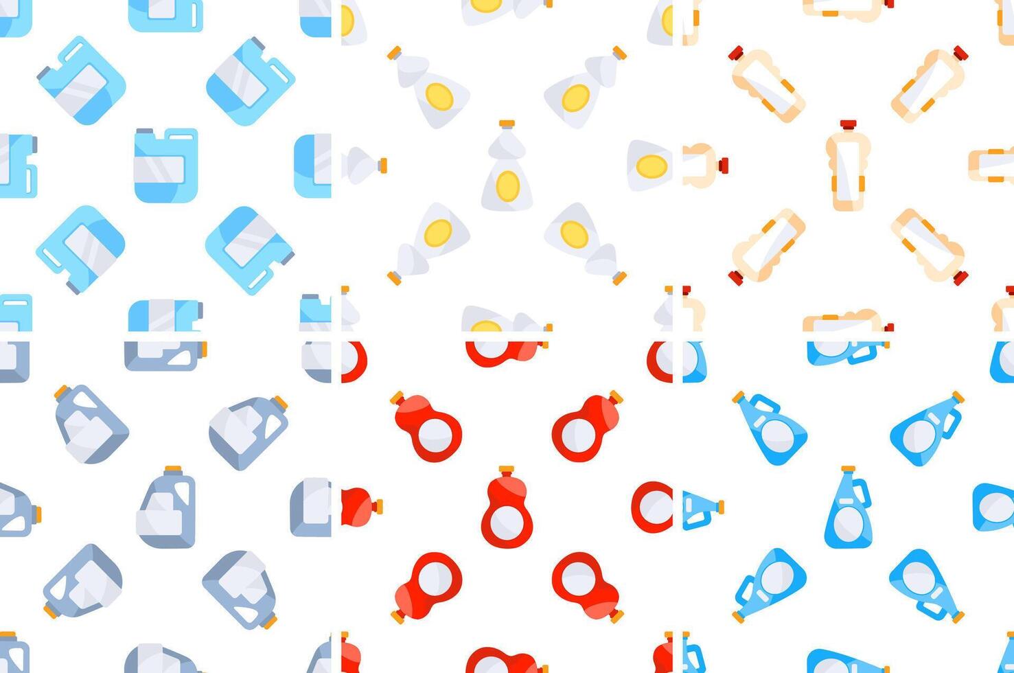 Cleaning product bottles forming a seamless pattern on white background vector
