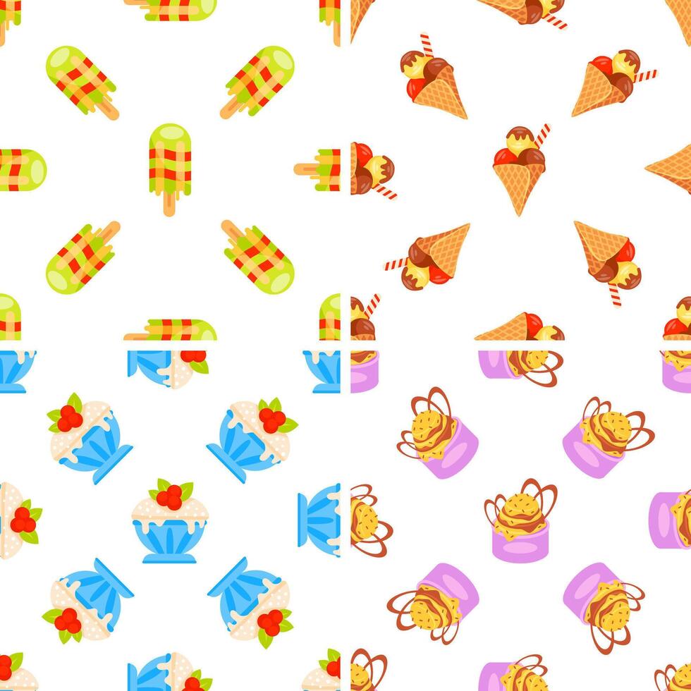 Ice cream and popsicles creating a colorful and refreshing seamless pattern vector