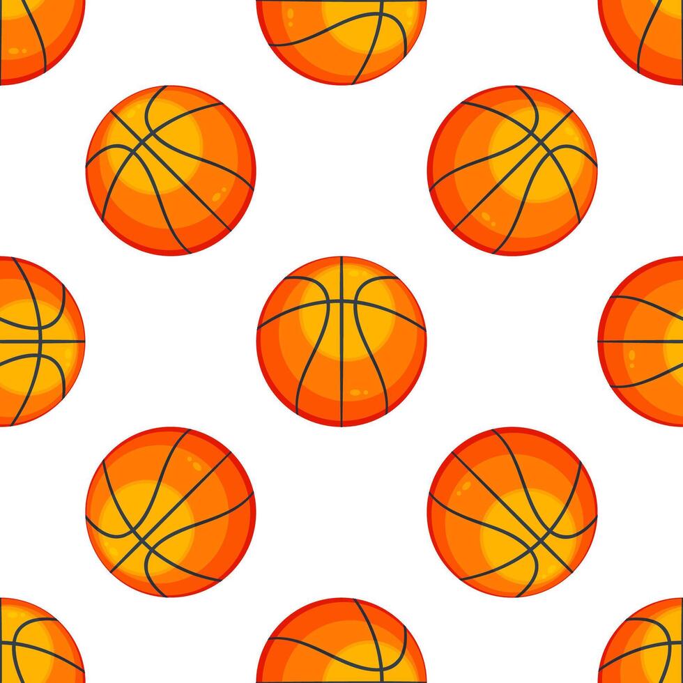 Basketball ball seamless pattern repeating sport equipment texture on white background vector