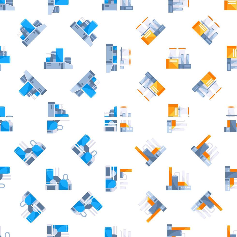 Industrial factory manufacturing plant power station building seamless pattern background vector
