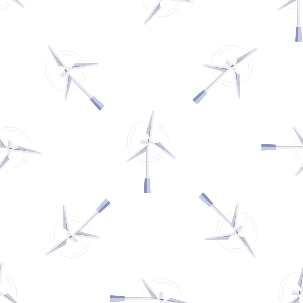 Wind turbine generating clean energy seamless pattern on white background vector
