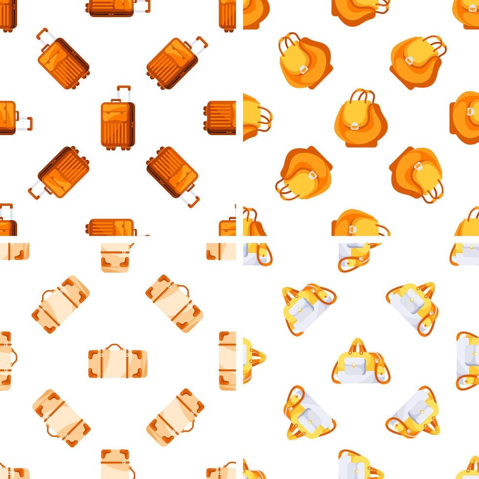 Seamless pattern with luggage and backpacks showing tourism and travel vector