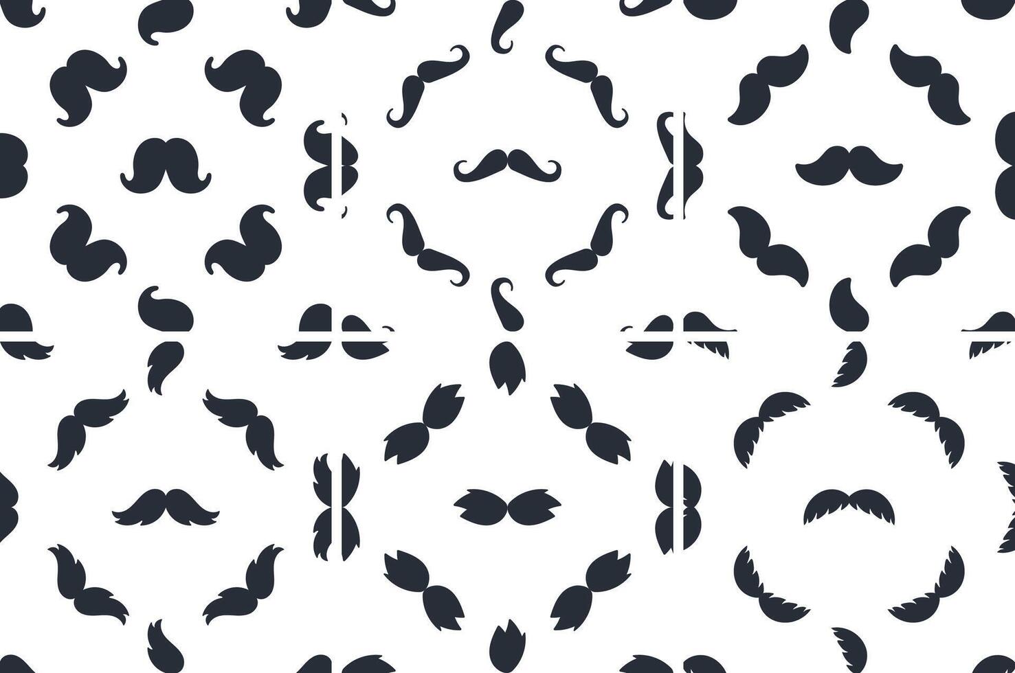 Mustache seamless pattern repeating on white background vector
