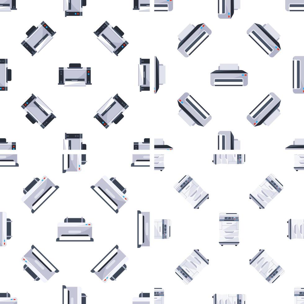 Seamless pattern with printers and copiers representing printing and office work vector