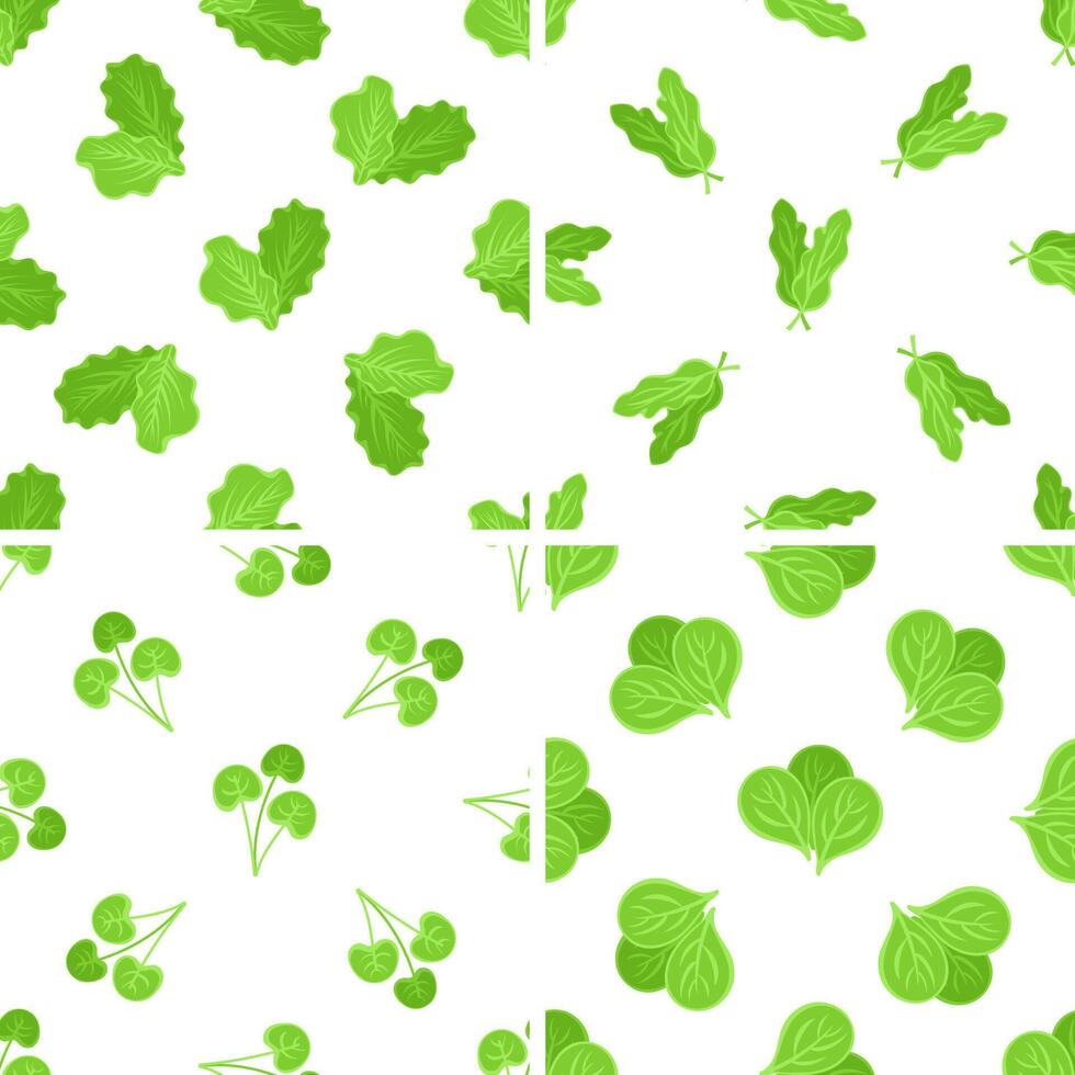 Seamless pattern with green leaves of various shapes creating a vibrant botanical design vector