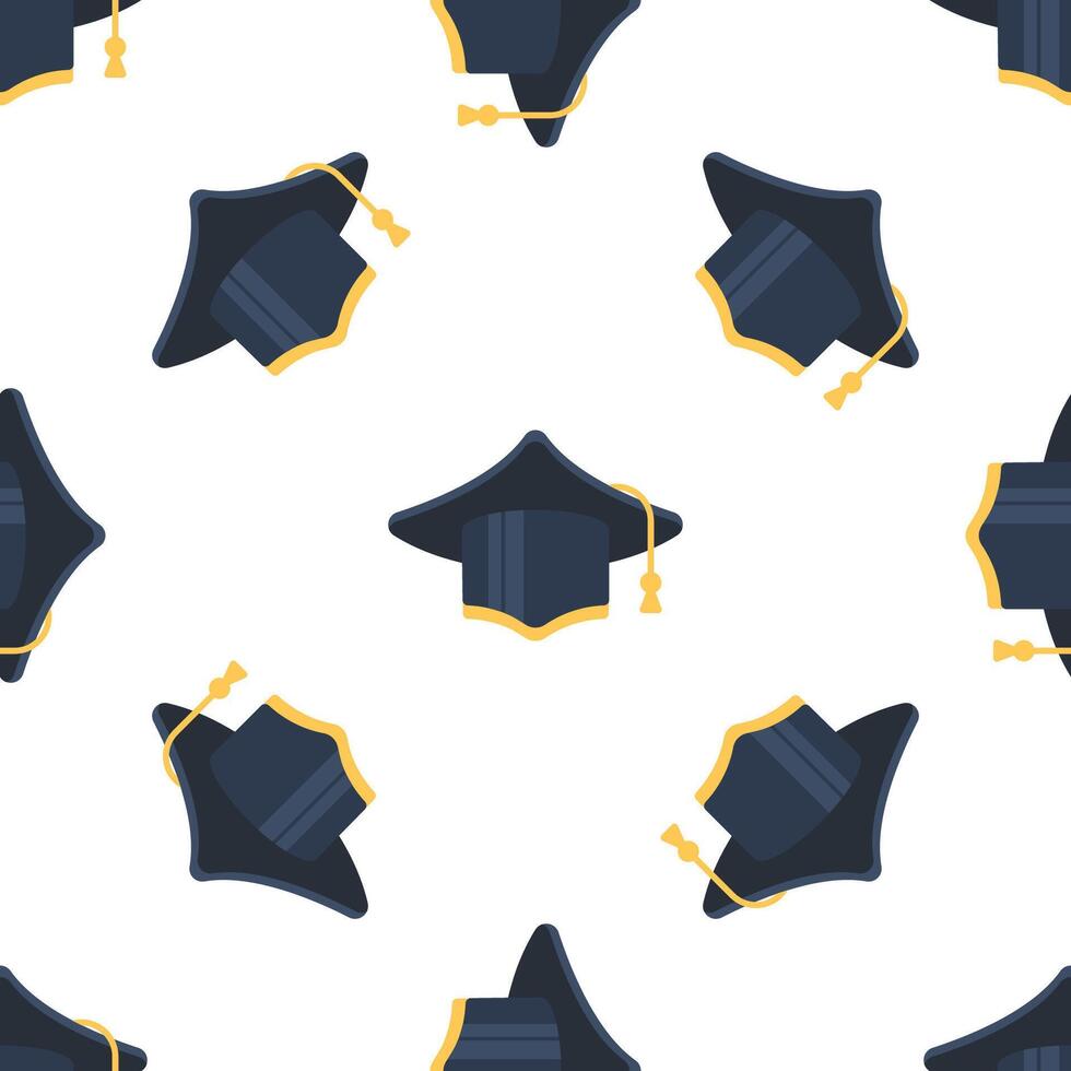 Seamless pattern of graduation caps celebrating academic achievement and knowledge pursuit vector