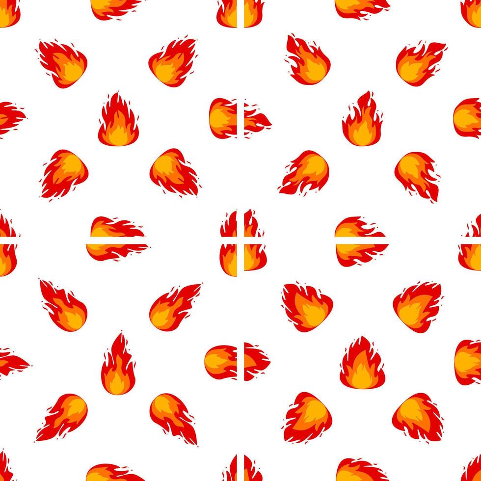 Seamless pattern with burning fire flames creating Denmark flag on white background vector