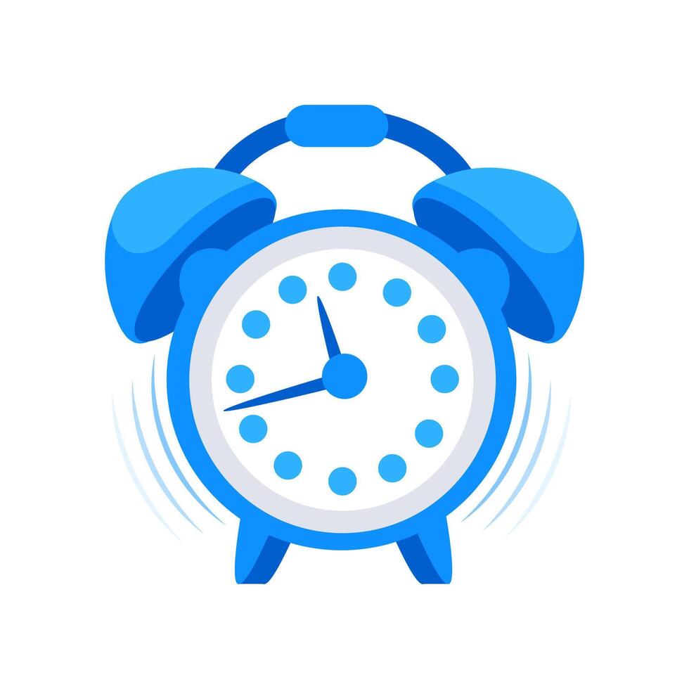 Blue alarm clock ringing loudly showing the time vector