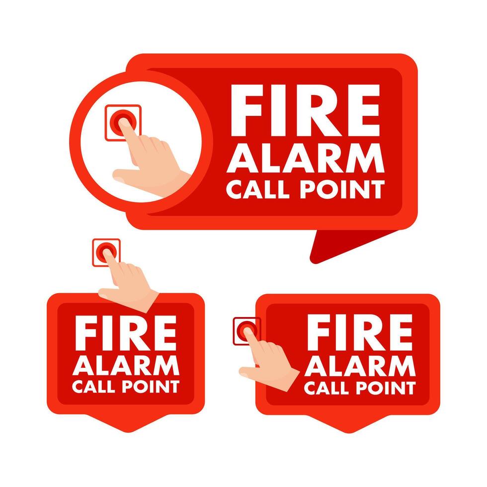 Hand pushing fire alarm button in case of emergency vector