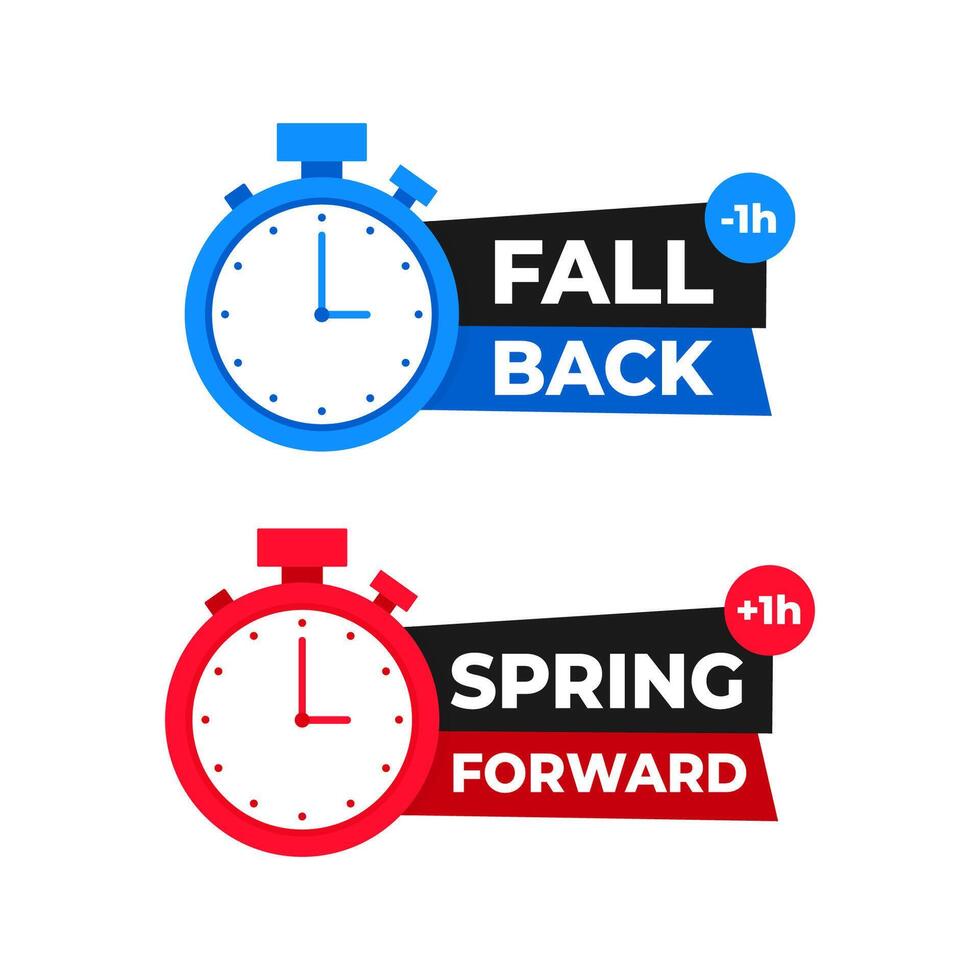 Stopwatch Showing Spring Forward and Fall Back Daylight Saving Time vector