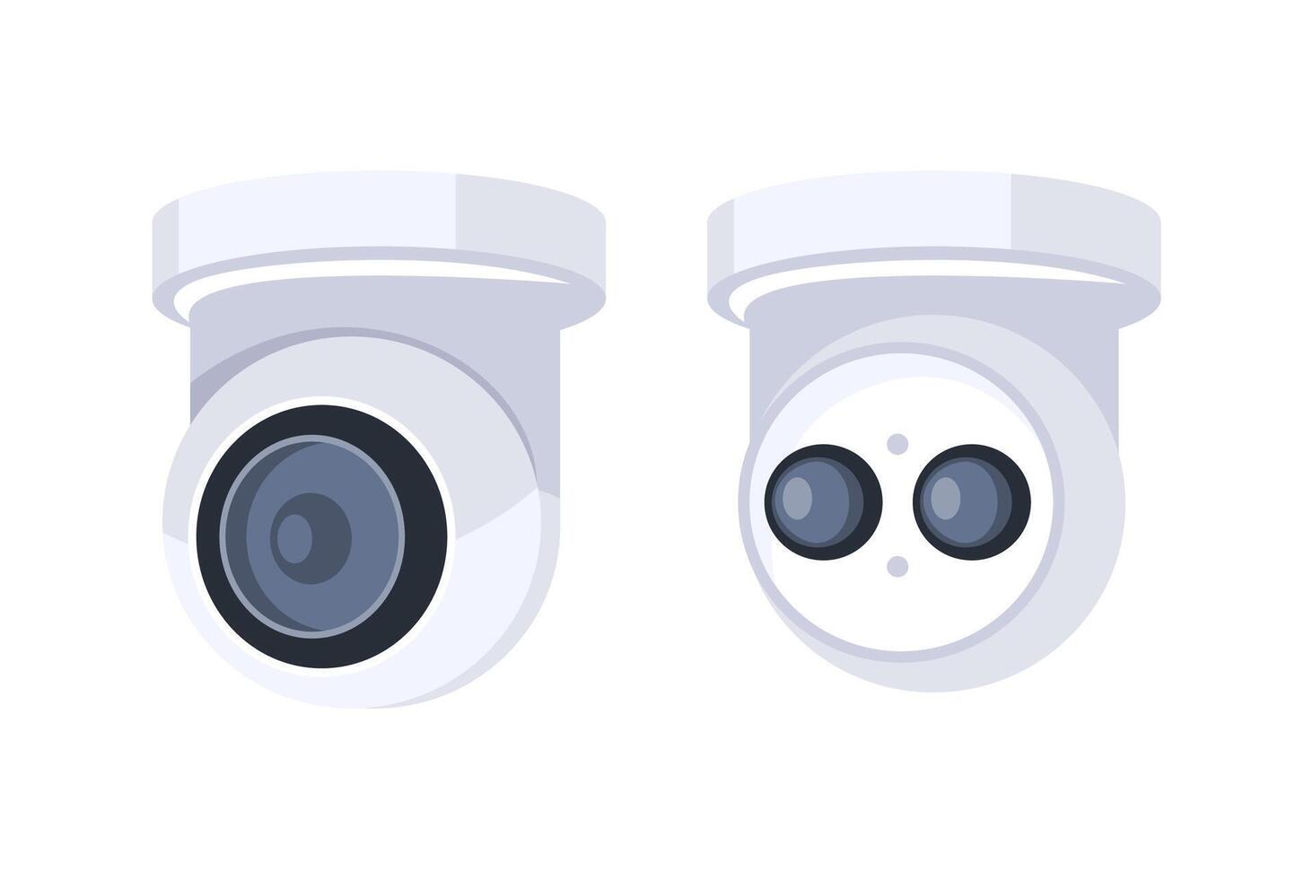 Two dome security cameras, ensuring safety and monitoring vector