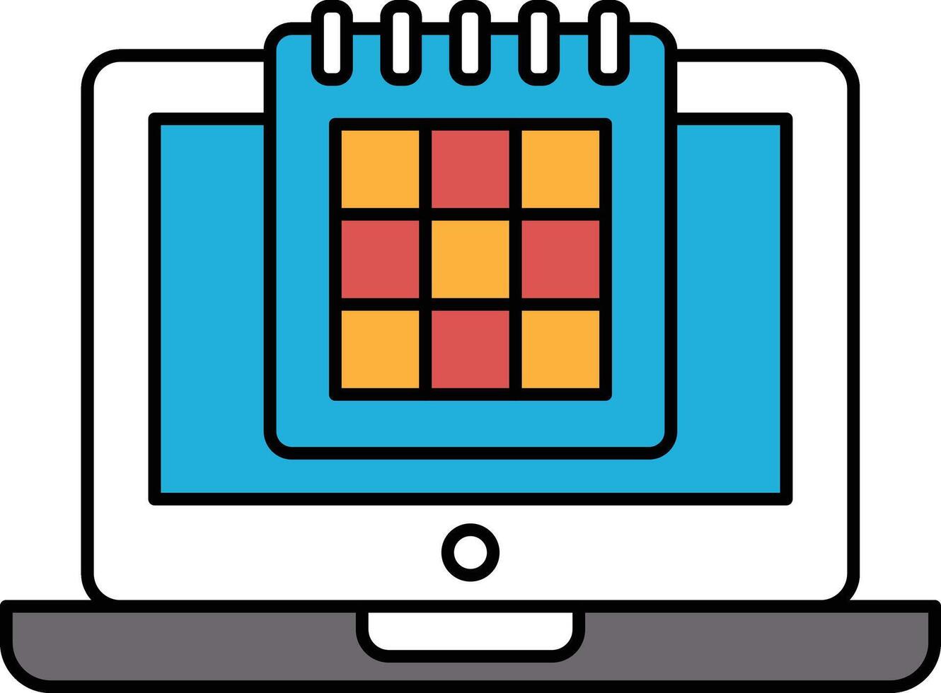 A laptop screen with a calendar on it vector