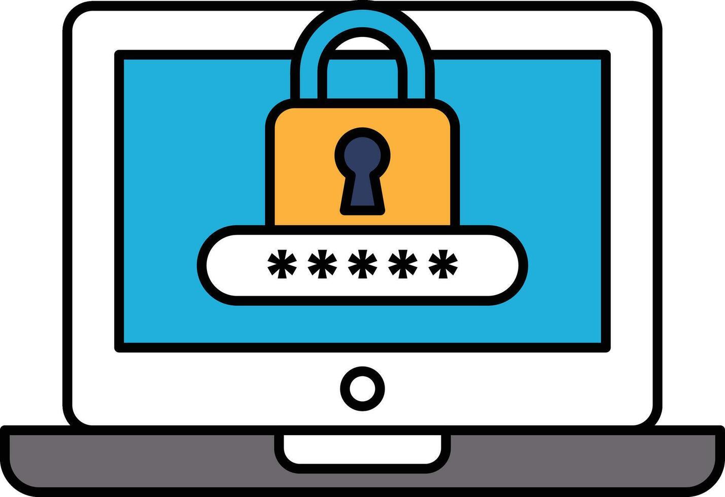 A laptop screen with a password lock on it vector