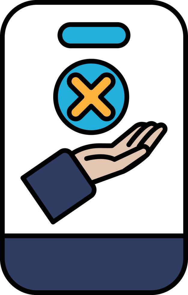 A hand is holding an X on a white background vector