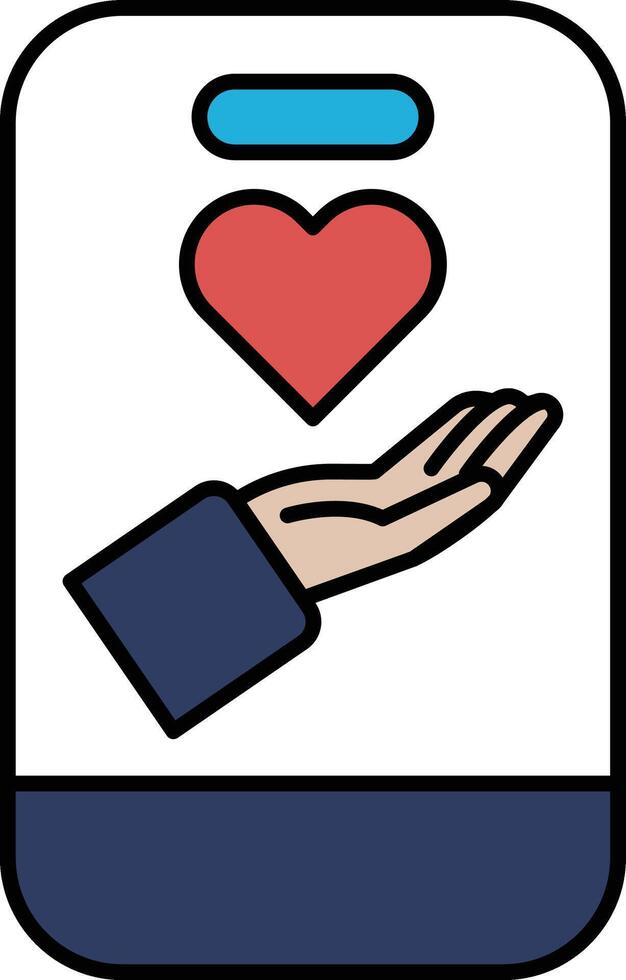 A phone with a heart and hand holding it vector