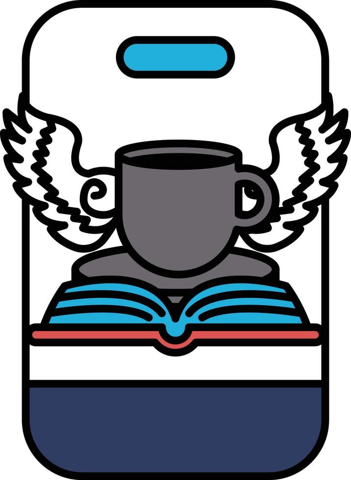 A phone case with a cup and book on it vector