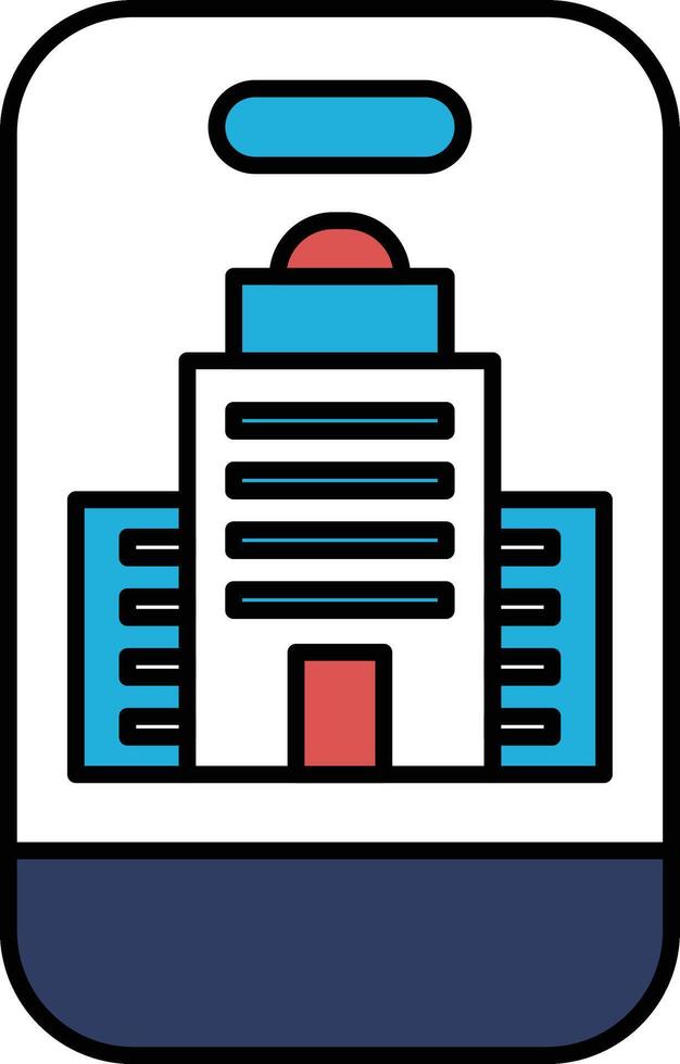 A building is shown on a phone screen vector