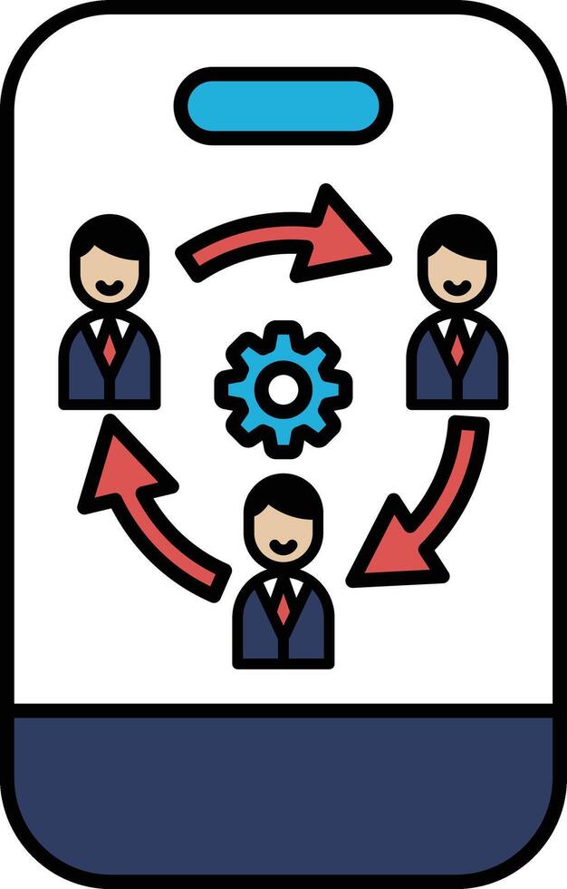 A cartoon of three men with arrows pointing to them vector